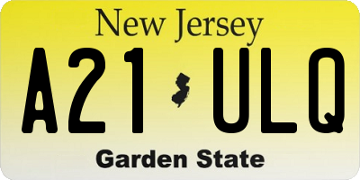 NJ license plate A21ULQ