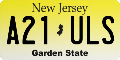 NJ license plate A21ULS