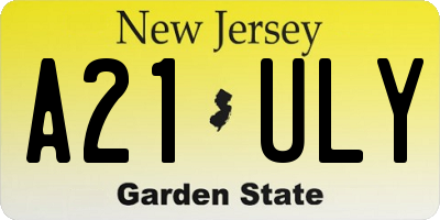 NJ license plate A21ULY