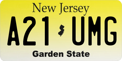 NJ license plate A21UMG