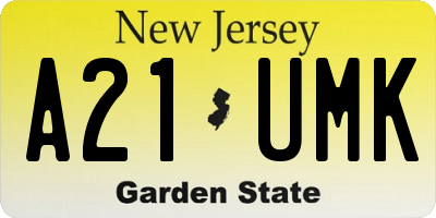NJ license plate A21UMK