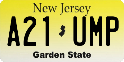 NJ license plate A21UMP