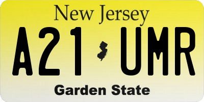 NJ license plate A21UMR
