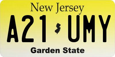 NJ license plate A21UMY