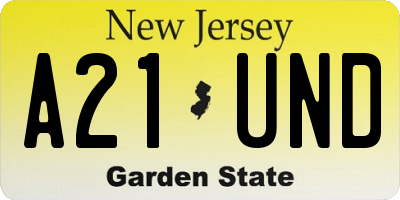 NJ license plate A21UND