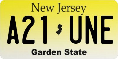 NJ license plate A21UNE