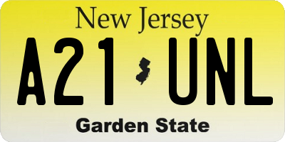 NJ license plate A21UNL