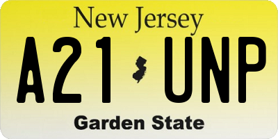 NJ license plate A21UNP