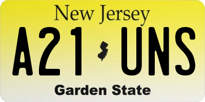 NJ license plate A21UNS