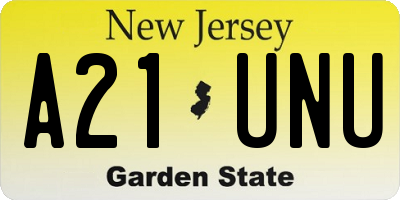 NJ license plate A21UNU