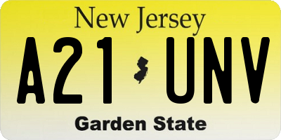NJ license plate A21UNV