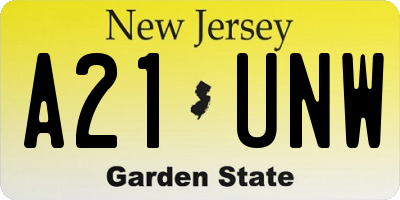 NJ license plate A21UNW