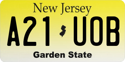 NJ license plate A21UOB