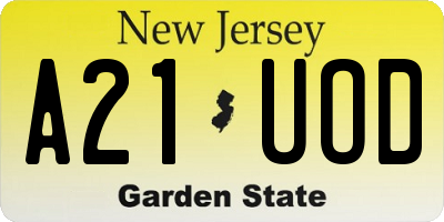 NJ license plate A21UOD
