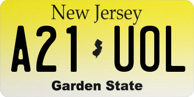 NJ license plate A21UOL