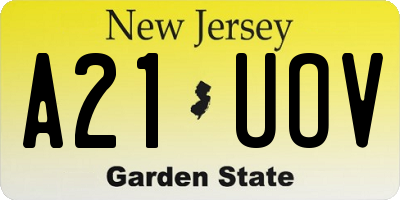 NJ license plate A21UOV
