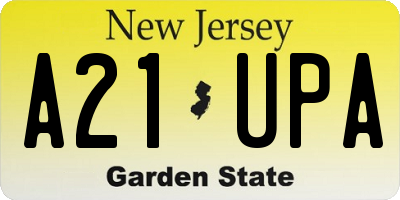 NJ license plate A21UPA