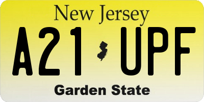 NJ license plate A21UPF