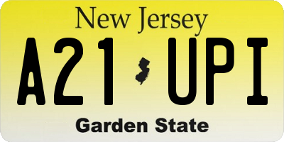 NJ license plate A21UPI