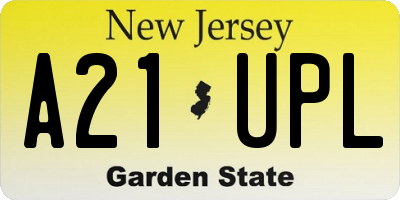 NJ license plate A21UPL