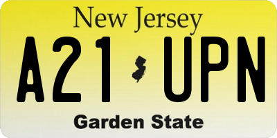 NJ license plate A21UPN