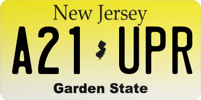 NJ license plate A21UPR