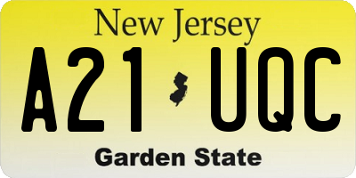 NJ license plate A21UQC