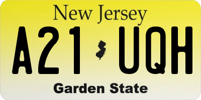 NJ license plate A21UQH