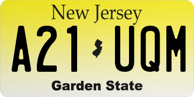 NJ license plate A21UQM