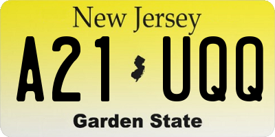 NJ license plate A21UQQ