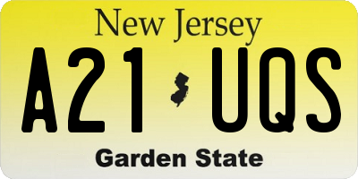 NJ license plate A21UQS