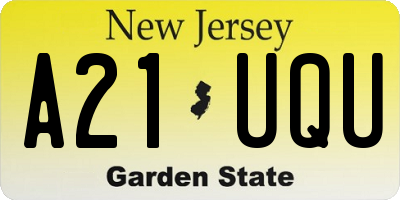 NJ license plate A21UQU