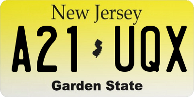 NJ license plate A21UQX