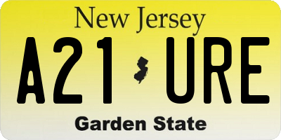 NJ license plate A21URE