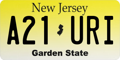 NJ license plate A21URI