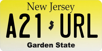 NJ license plate A21URL