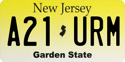 NJ license plate A21URM