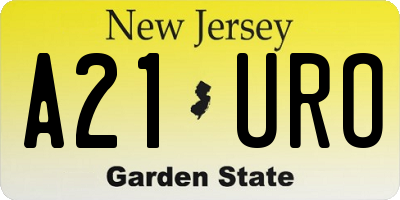 NJ license plate A21URO