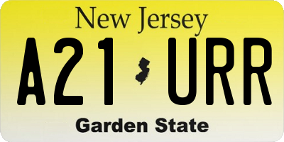 NJ license plate A21URR