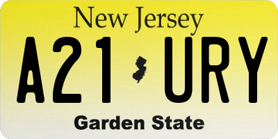 NJ license plate A21URY