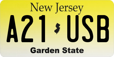 NJ license plate A21USB
