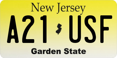 NJ license plate A21USF