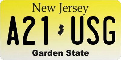 NJ license plate A21USG