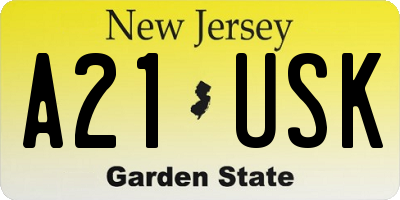 NJ license plate A21USK