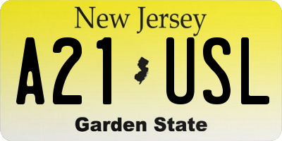 NJ license plate A21USL