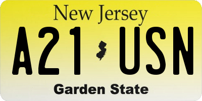 NJ license plate A21USN