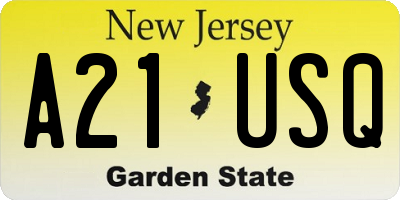 NJ license plate A21USQ