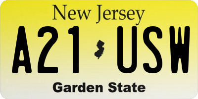 NJ license plate A21USW