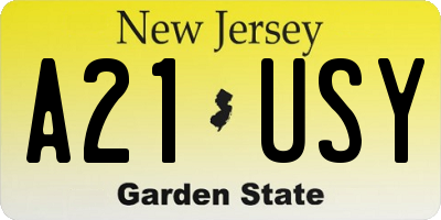 NJ license plate A21USY