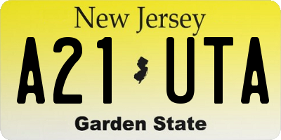 NJ license plate A21UTA